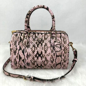 Coach Rowan Satchel Bag Crossbody CDW49 Snake embossed leather/Gold/Pink NWT